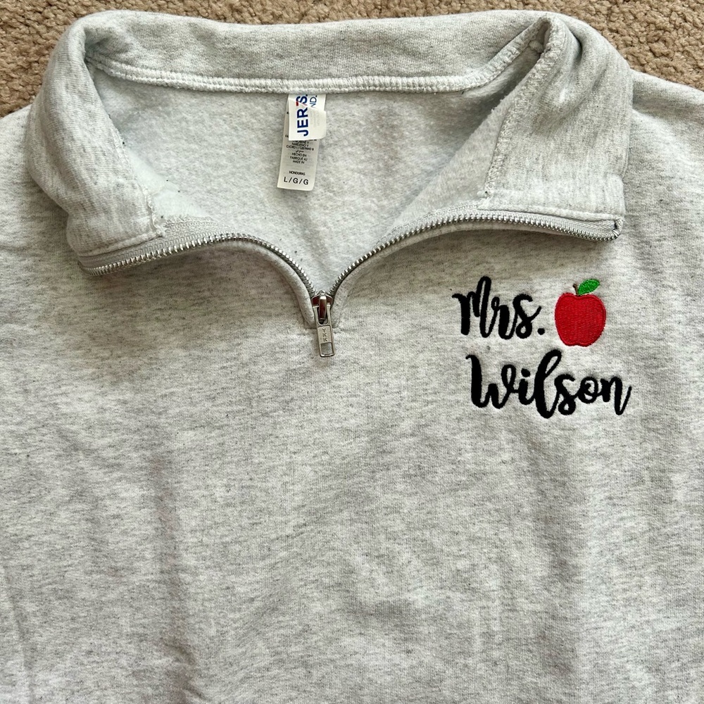 Mrs. Wilson Gray Quarter-Zip Women’s Half Zip Pull Over - Picture 4 of 5